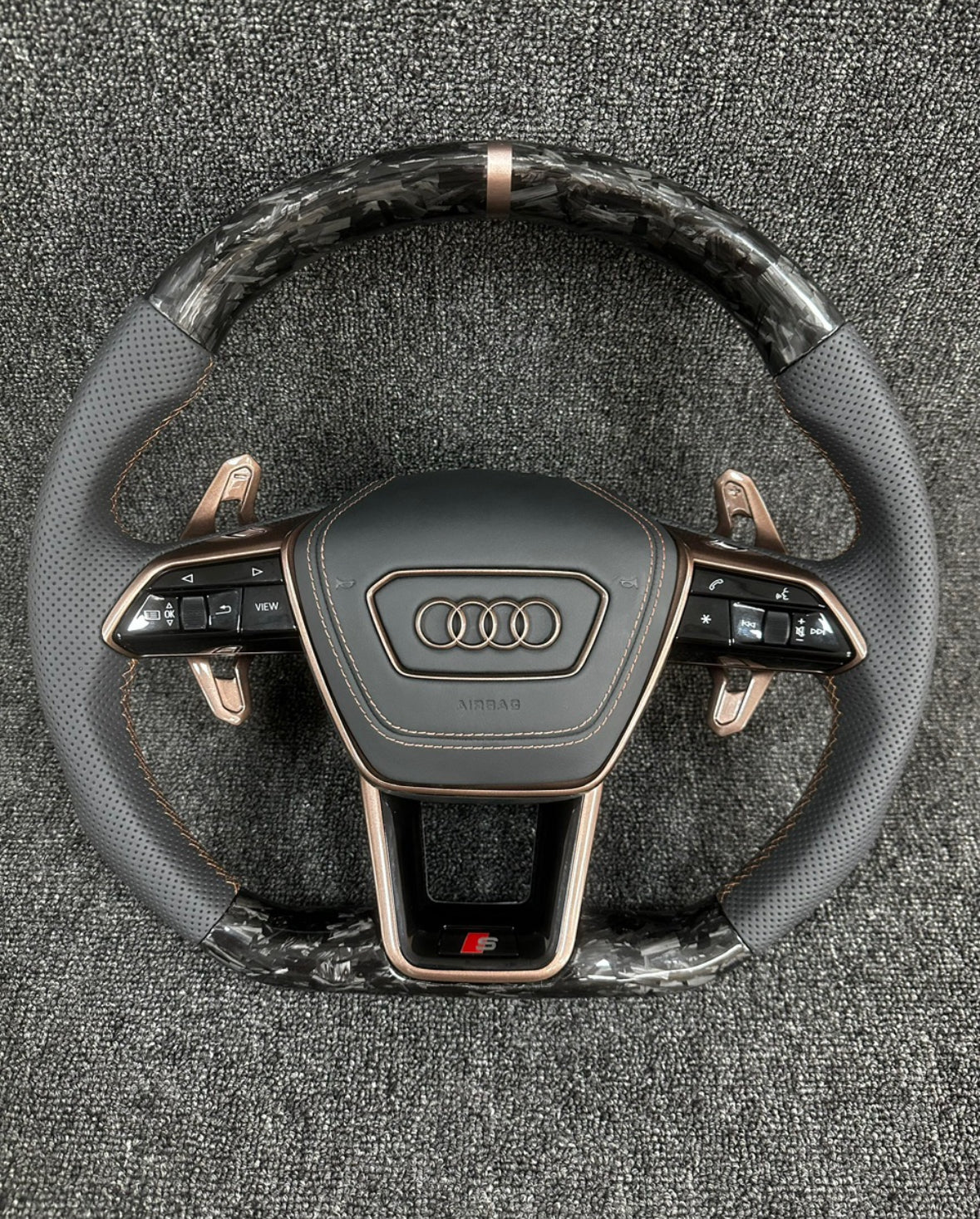 Audi A6 S6 RS6 A7 S7 RS7 C8 4K A8 S8 4N D5 Steering wheel leather carbon