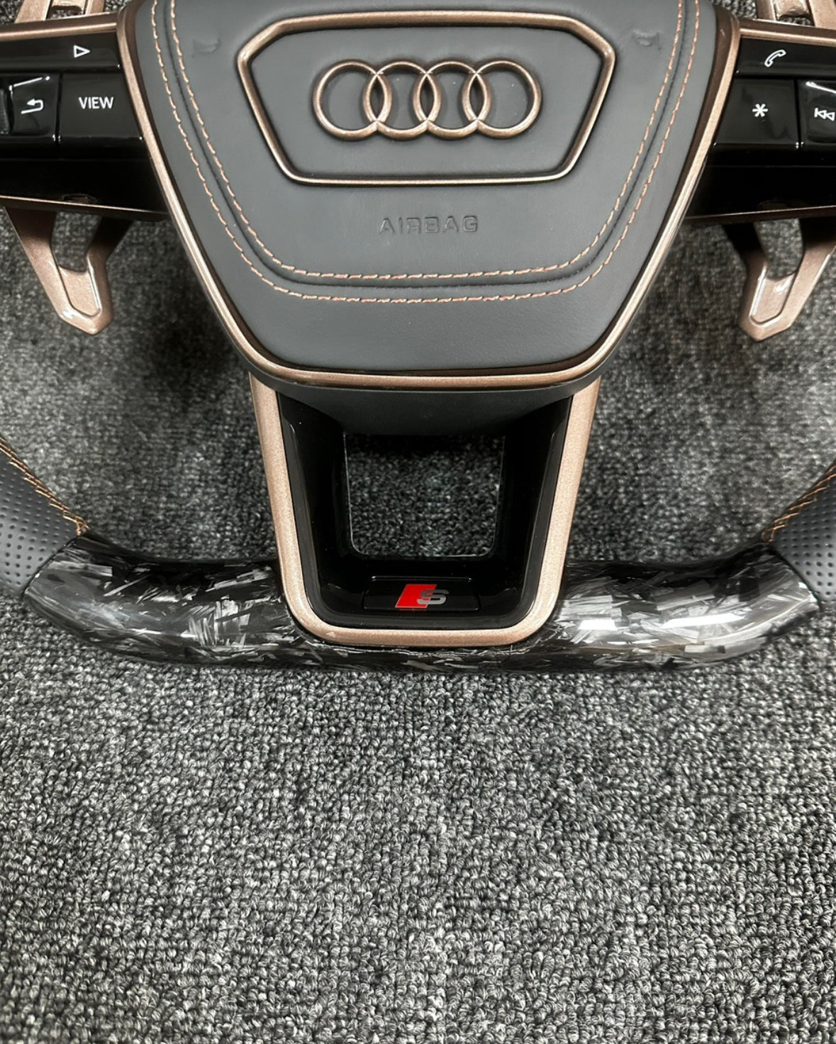 Audi A6 S6 RS6 A7 S7 RS7 C8 4K A8 S8 4N D5 Steering wheel leather carbon