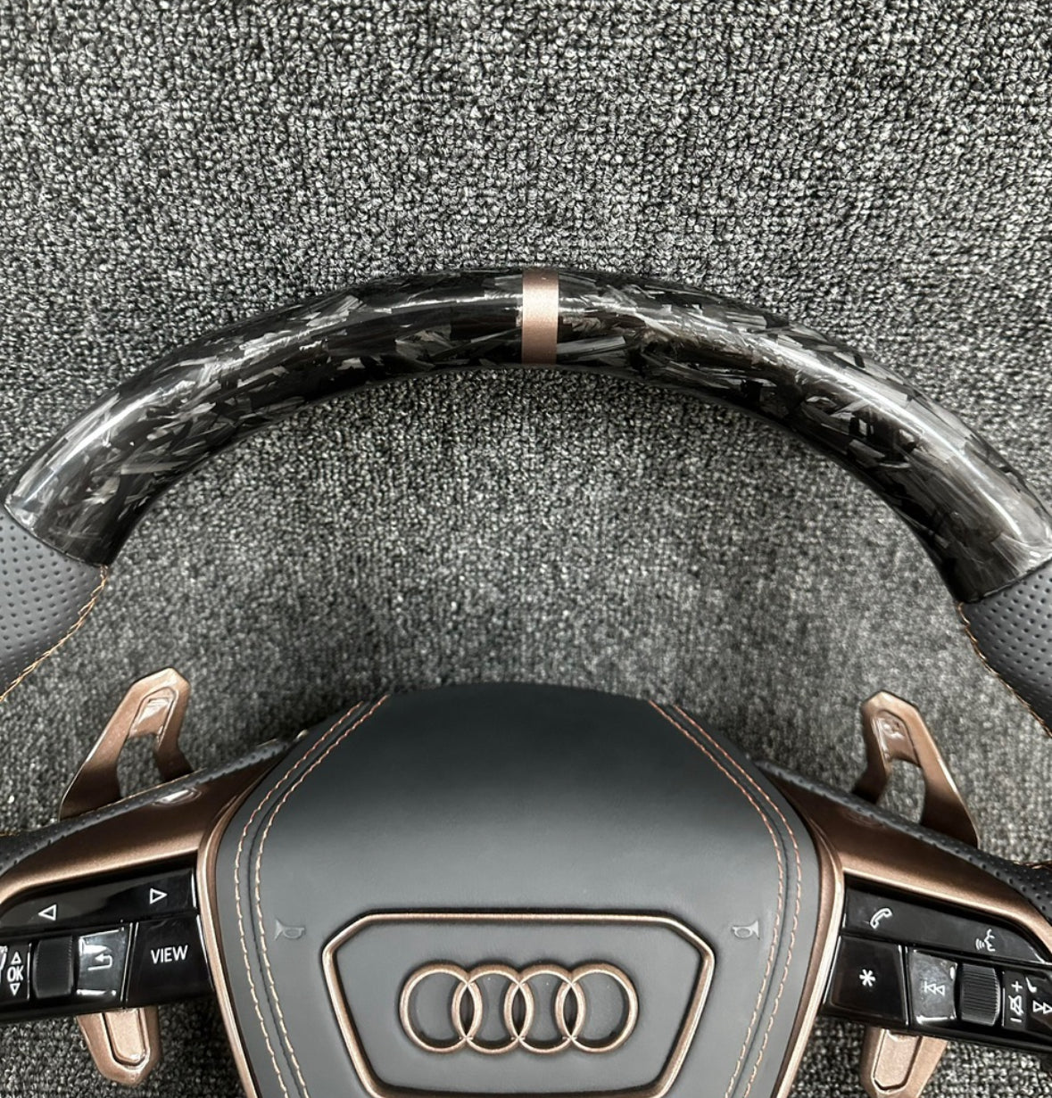 Audi A6 S6 RS6 A7 S7 RS7 C8 4K A8 S8 4N D5 Steering wheel leather carbon