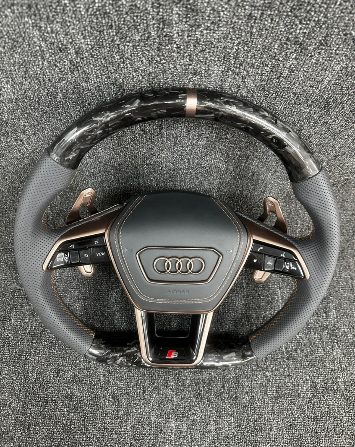 Audi A6 S6 RS6 A7 S7 RS7 C8 4K A8 S8 4N D5 Steering wheel leather carbon