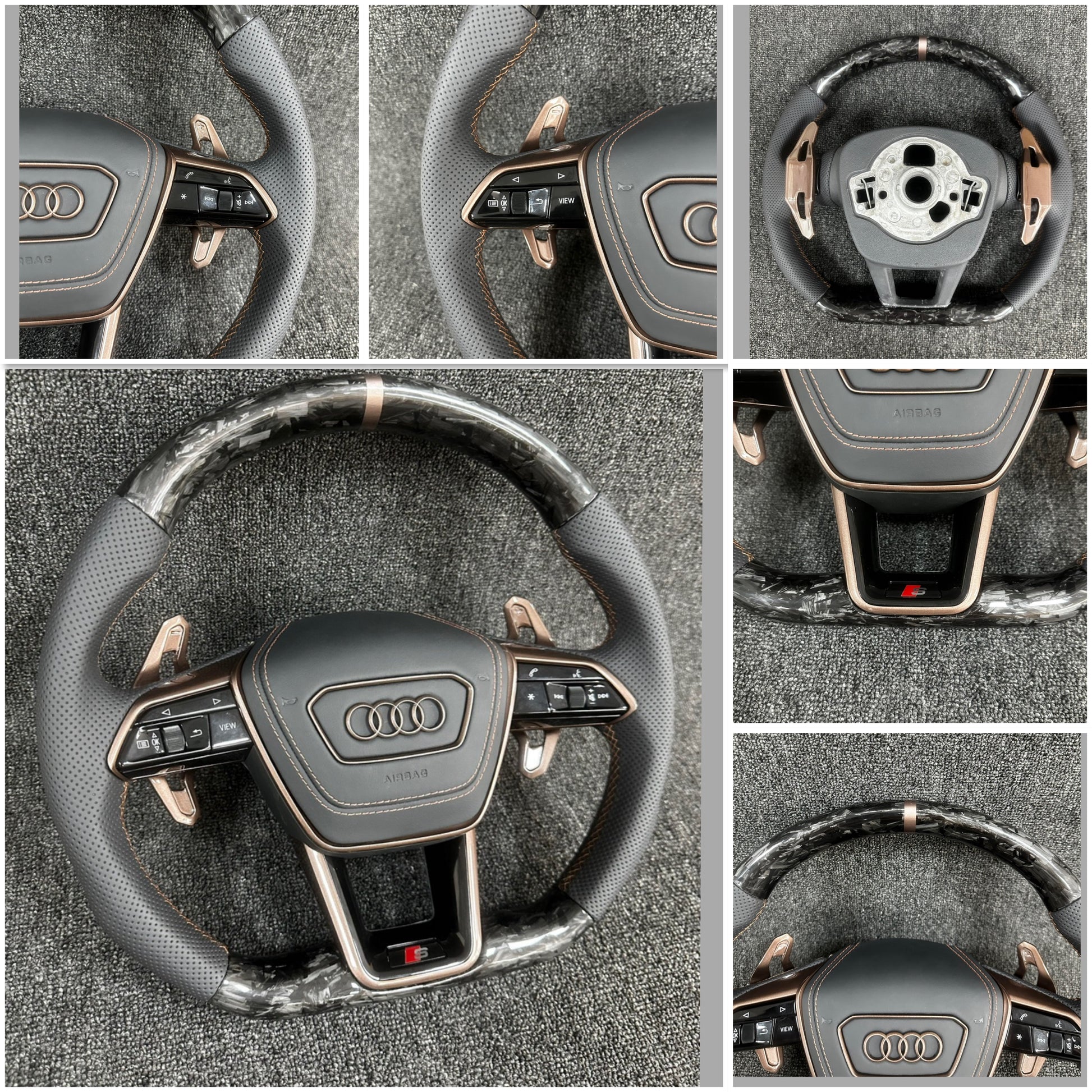 Audi A6 S6 RS6 A7 S7 RS7 C8 4K A8 S8 4N D5 Steering wheel leather carbon