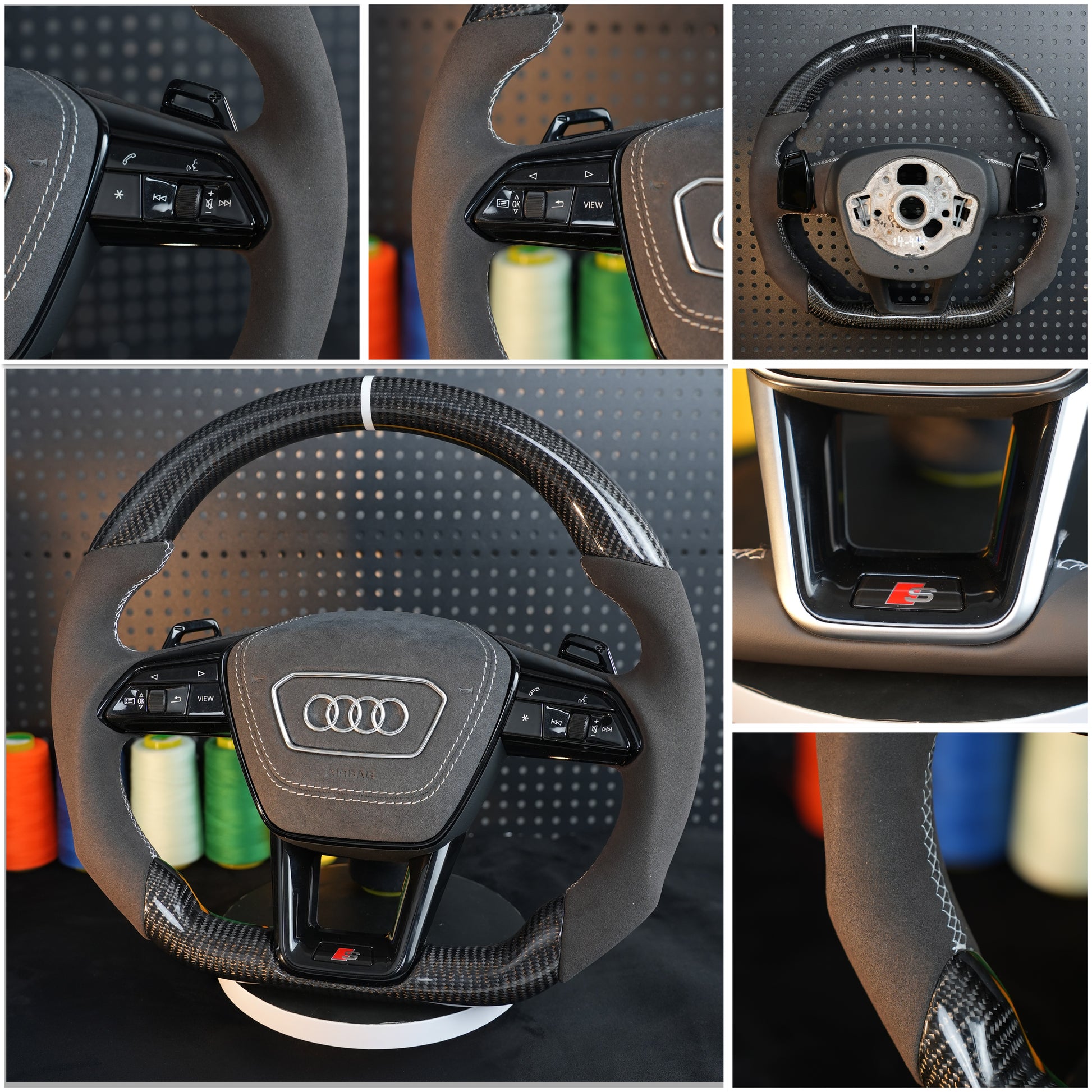 Audi A6 S6 RS6 A7 S7 RS7 C8 4K A8 S8 4N D5 Steering wheel alcantara carbon