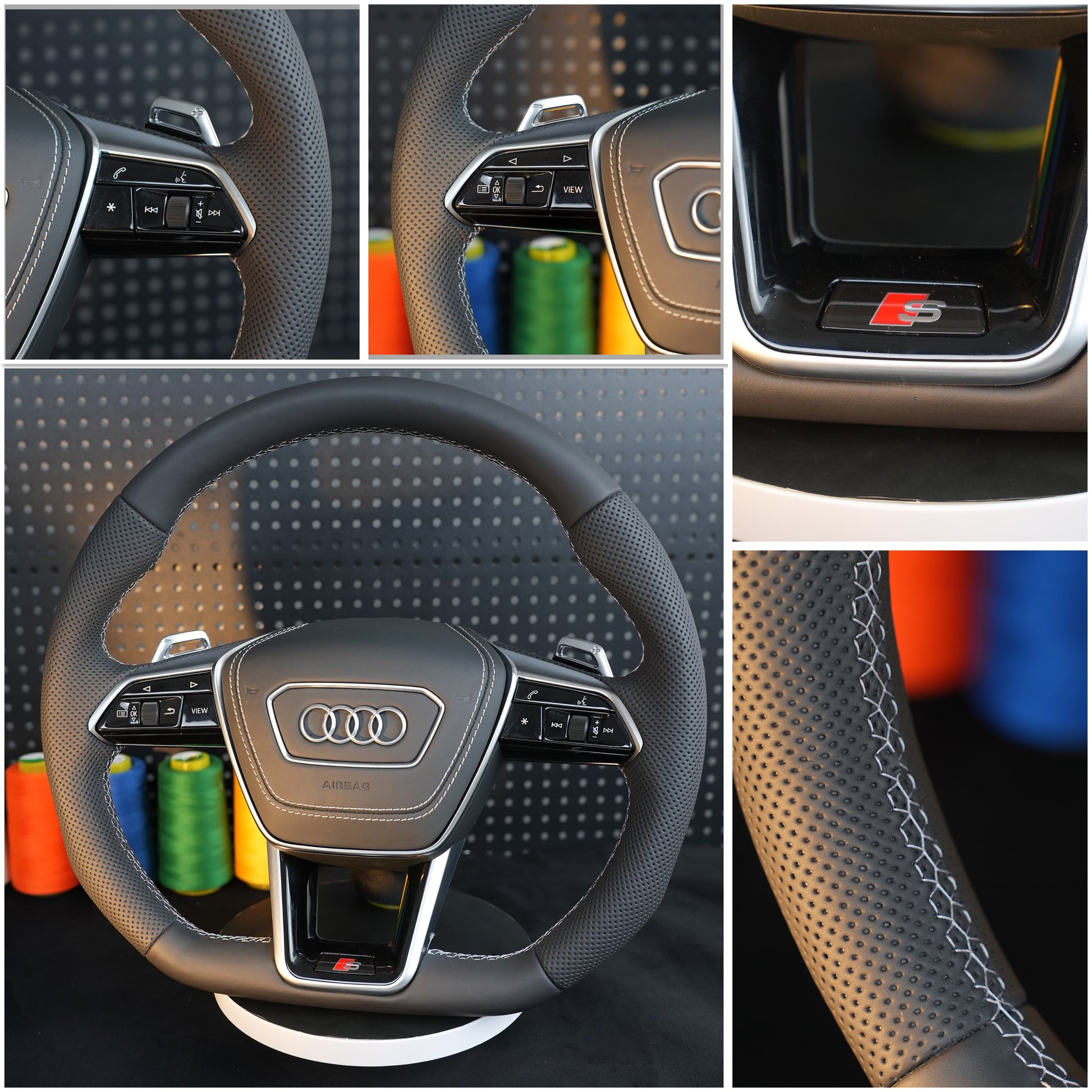 Audi A6 S6 RS6 A7 S7 RS7 C8 4K A8 S8 4N D5 Steering wheel leather