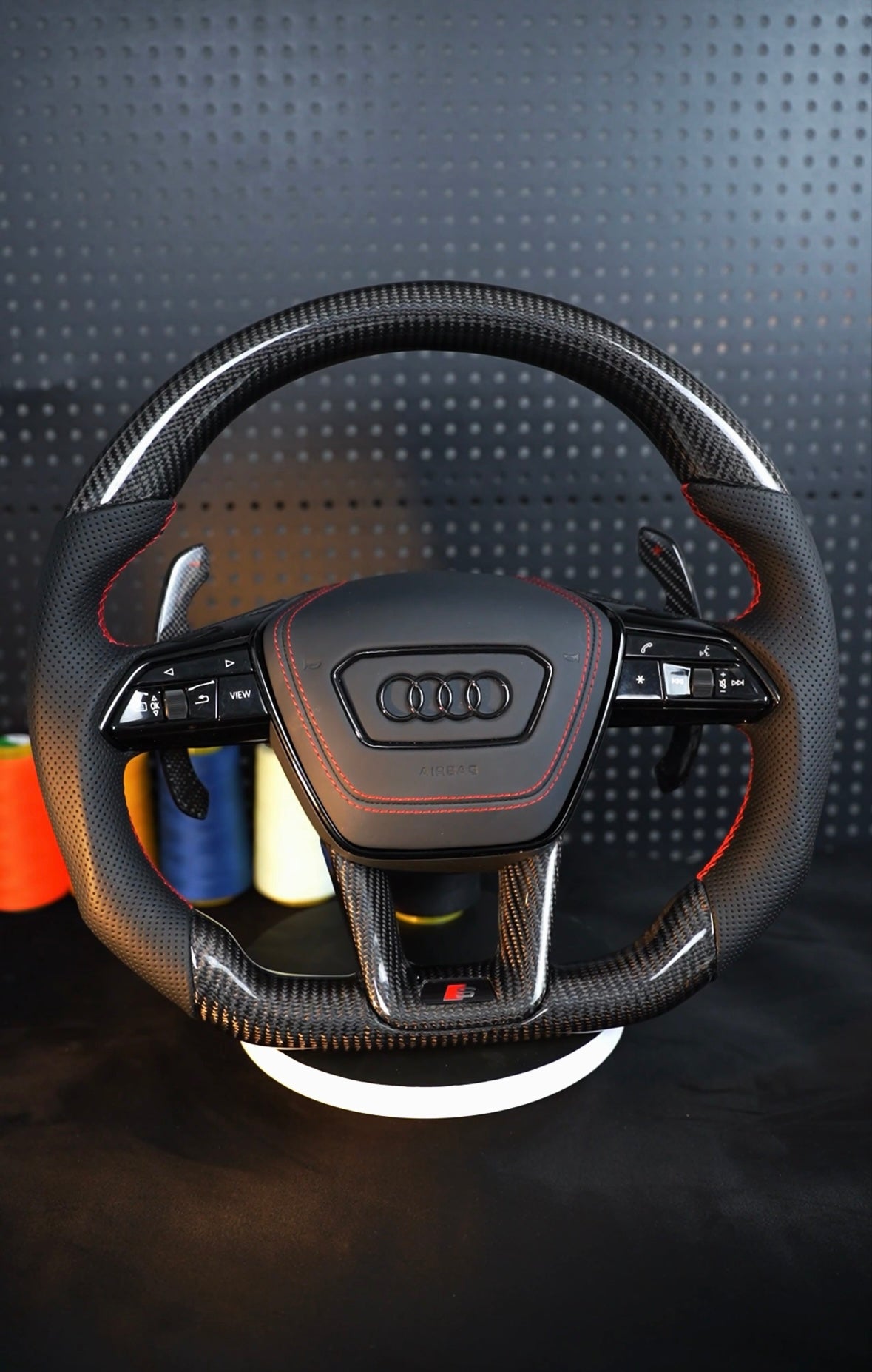 Audi A6 S6 RS6 A7 S7 RS7 C8 4K A8 S8 4N D5 Steering wheel leather carbon