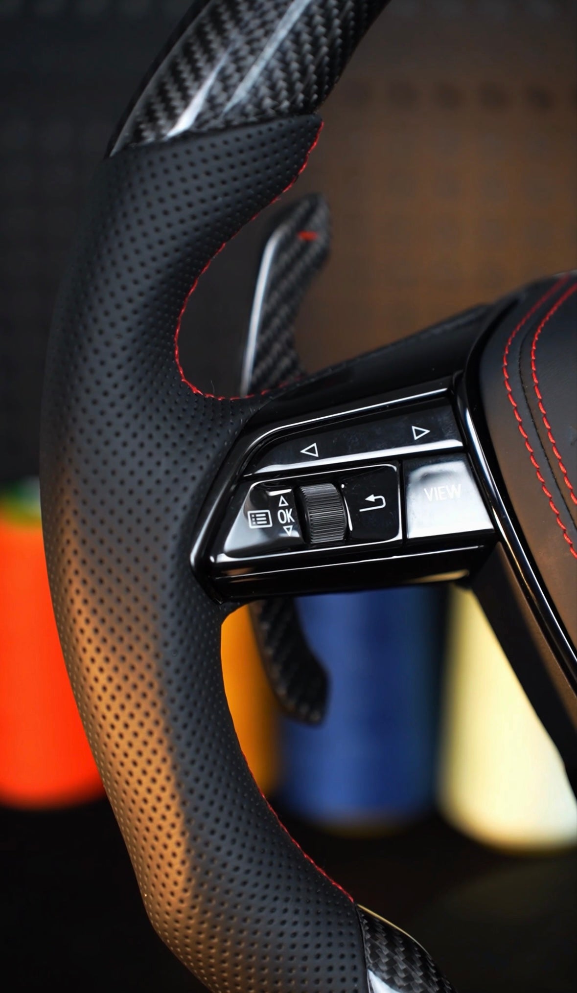 Audi A6 S6 RS6 A7 S7 RS7 C8 4K A8 S8 4N D5 Steering wheel leather carbon