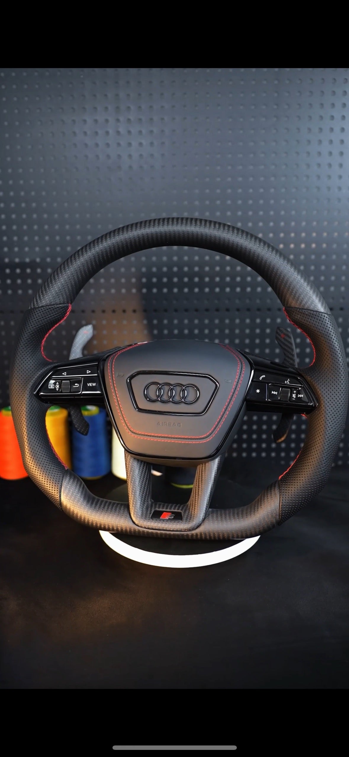 Audi A6 S6 RS6 A7 S7 RS7 C8 4K A8 S8 4N D5 Steering wheel leather matt carbon