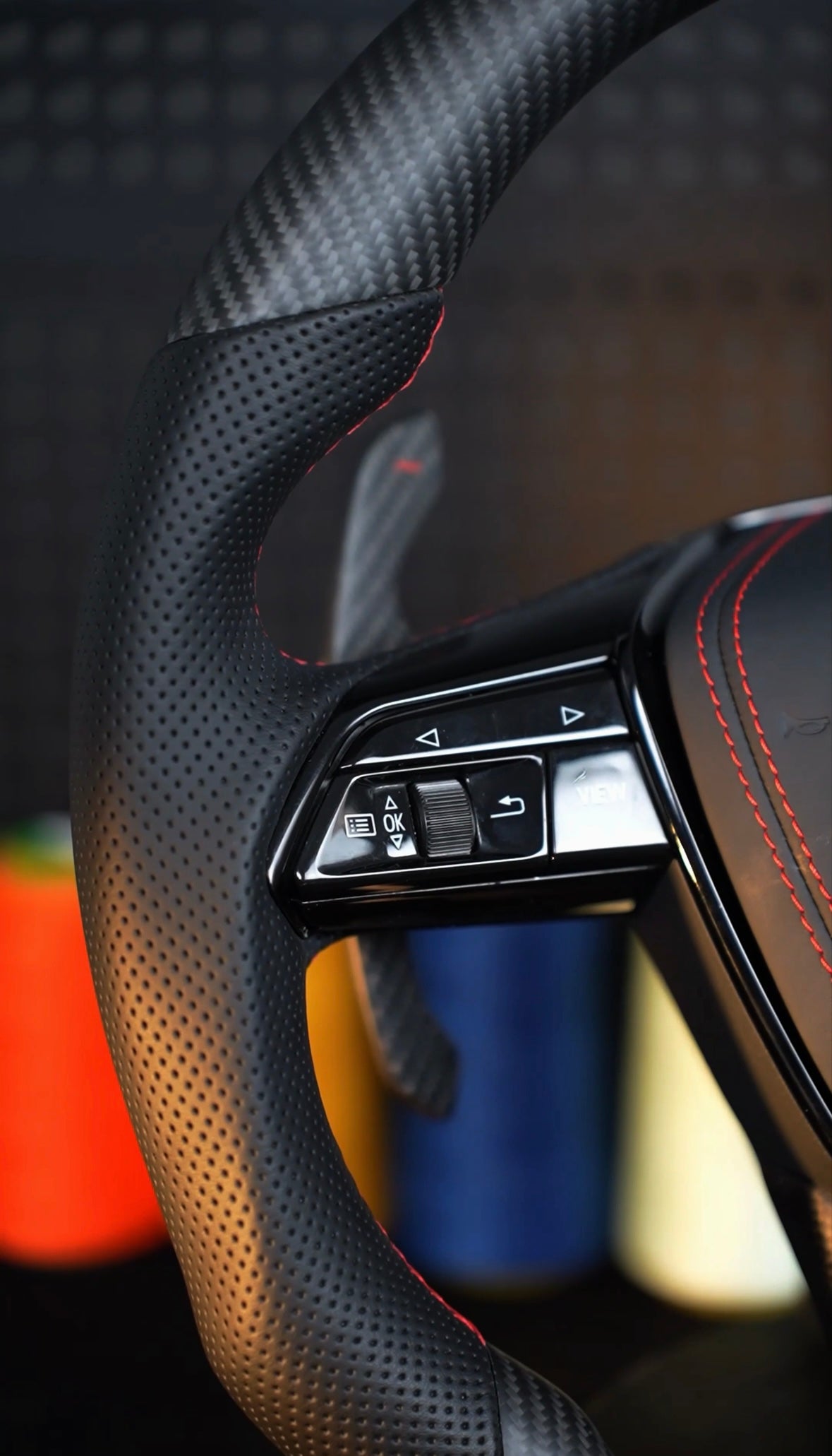 Audi A6 S6 RS6 A7 S7 RS7 C8 4K A8 S8 4N D5 Steering wheel leather matt carbon