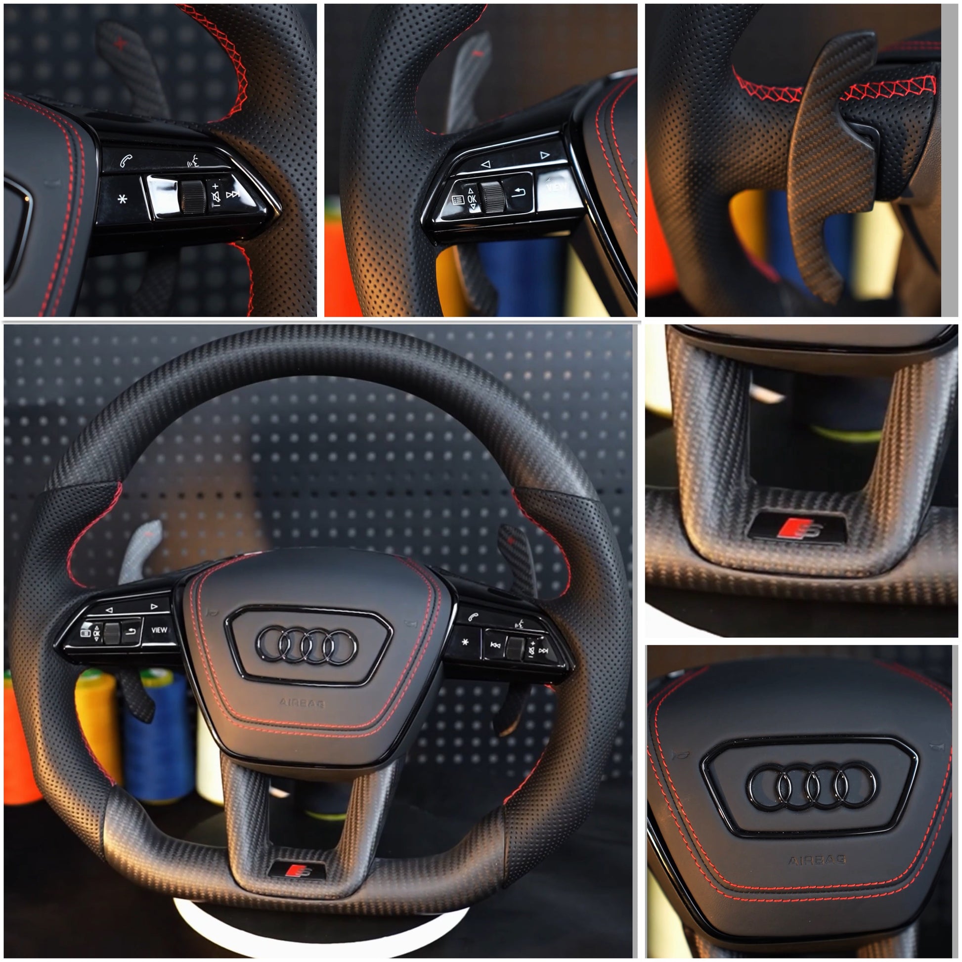 Audi A6 S6 RS6 A7 S7 RS7 C8 4K A8 S8 4N D5 Steering wheel leather matt carbon
