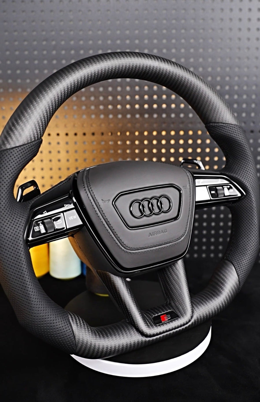 Audi A6 S6 RS6 A7 S7 RS7 C8 4K A8 S8 4N D5 Steering wheel leather carbon